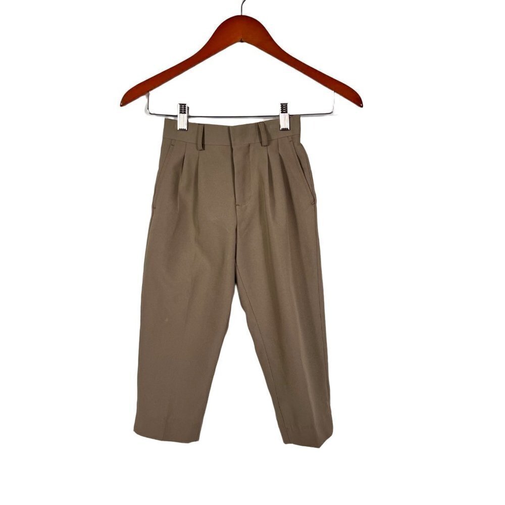 𝅺BOCACCIO Boy's Khaki Pleated Dress Pants size 4